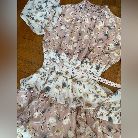 STORIA floral-print, long-sleeve chiffon Blush and Ivory mini dress - Small - Picture 9 of 9